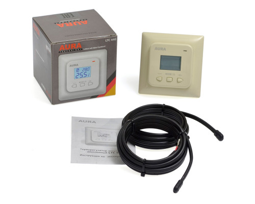 AURA LTC 440 ivory, цифровой двухзонный терморегулятор для теплого пола в KatalogObogreva.ru