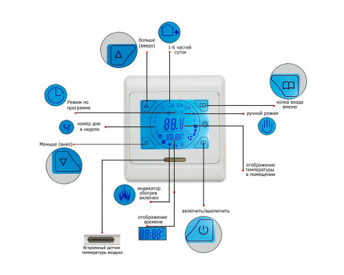 OEM E91.716 Wi-Fi (белый), программируемый терморегулятор (сенсорный) для теплого пола в KatalogObogreva.ru