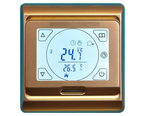 OEM E91.716 (золото), программируемый терморегулятор (сенсорный) для теплого пола в KatalogObogreva.ru