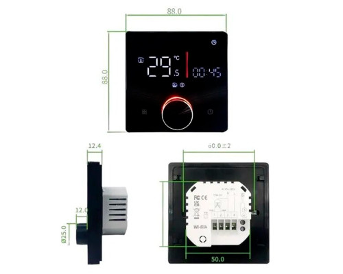 X1S.009 Wi-Fi Black, сенсорный программируемый терморегулятор для теплого пола в KatalogObogreva.ru