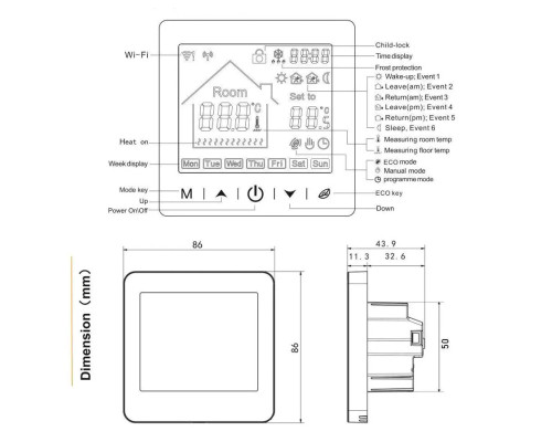x2.703 (белый), сенсорный программируемый терморегулятор с для теплого пола в KatalogObogreva.ru