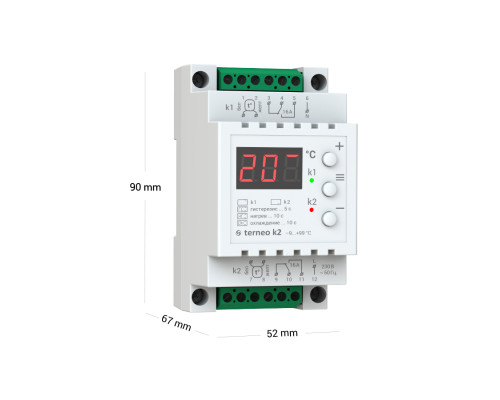 Terneo K2, цифровой терморегулятор двухзональный для систем обогрева и охлаждения в KatalogObogreva.ru