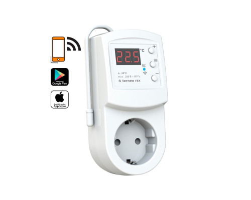 Terneo RZX, программируемый терморегулятор с Wi-Fi в розетку для обогревателей в KatalogObogreva.ru
