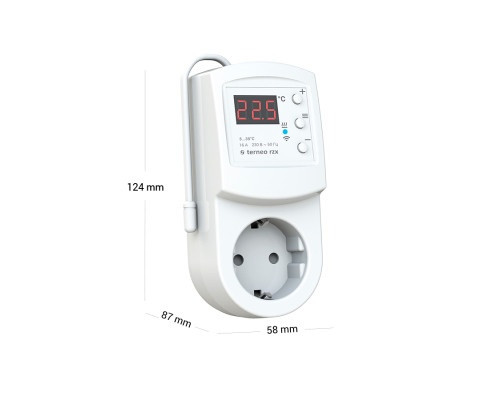 Terneo RZX, программируемый терморегулятор с Wi-Fi в розетку для обогревателей в KatalogObogreva.ru