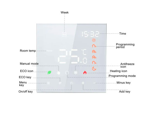 X1S.WL ver3.0 Wi-Fi White, сенсорный программируемый терморегулятор для теплого пола в KatalogObogreva.ru