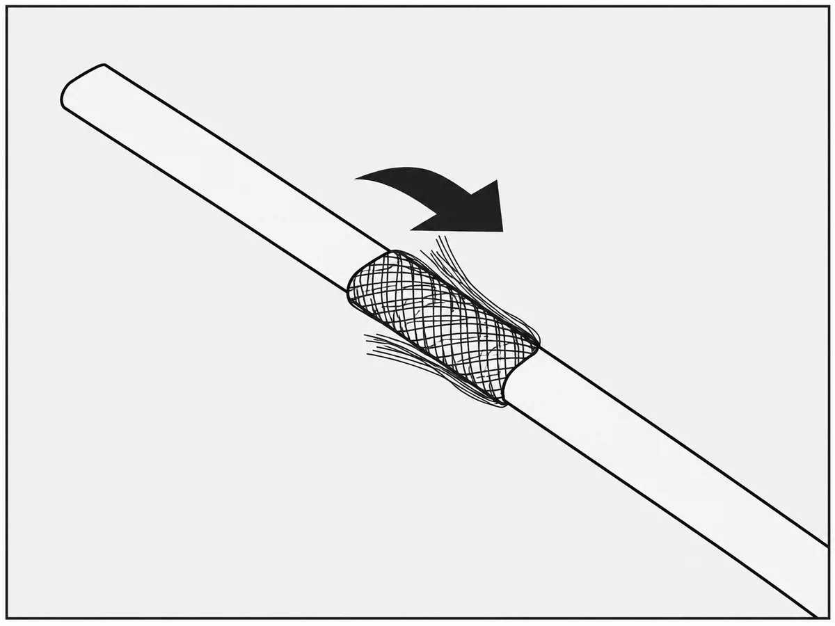 Отвод экранирующей оплётки при концевой заделке